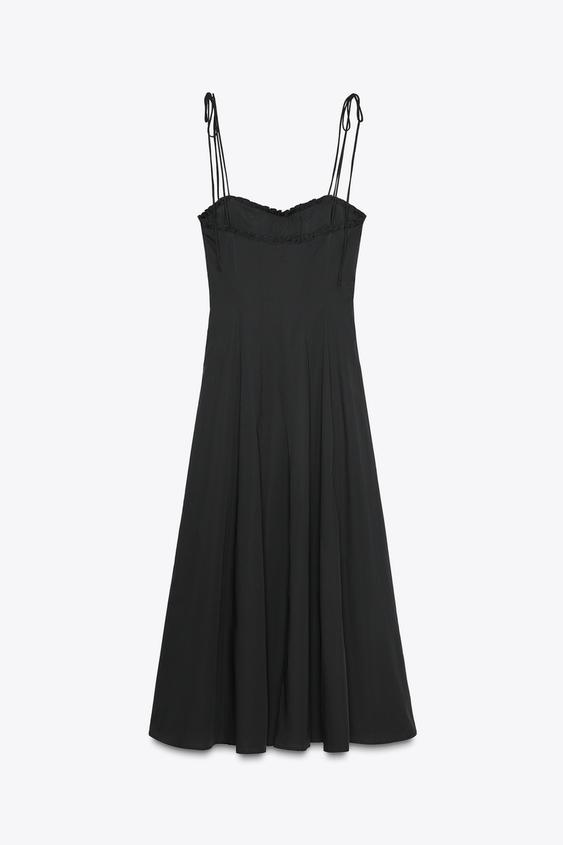 لباس میدی زنانه زارا ruffle poplin midi dress