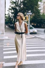 لباس میدی زنانه زارا LINEN BLEND MIDI DRESS WITH BELT