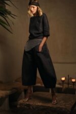 شلوار زنانه زارا ZW COLLECTION LINEN VOLUME TROUSERS