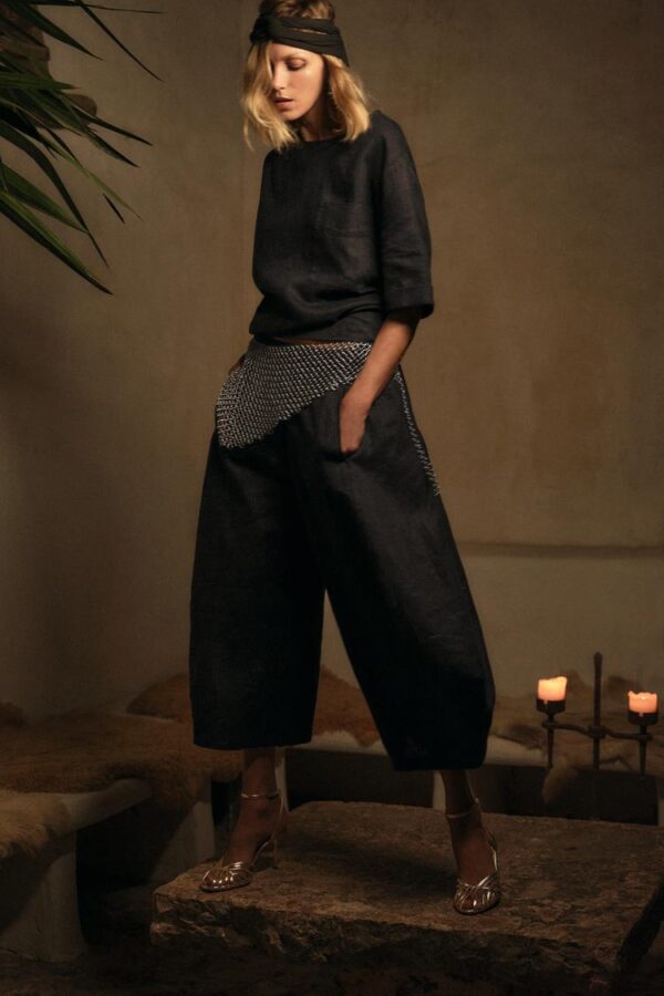شلوار زنانه زارا zw collection linen volume trousers