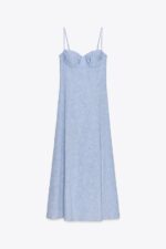 لباس میدی زنانه زارا MIDI CORSETRY DRESS WITH LINEN BLEND