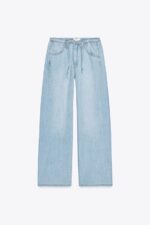 شلوار جین زنانه زارا DRAWSTRING LOOSE-FITTING DENIM TROUSERS