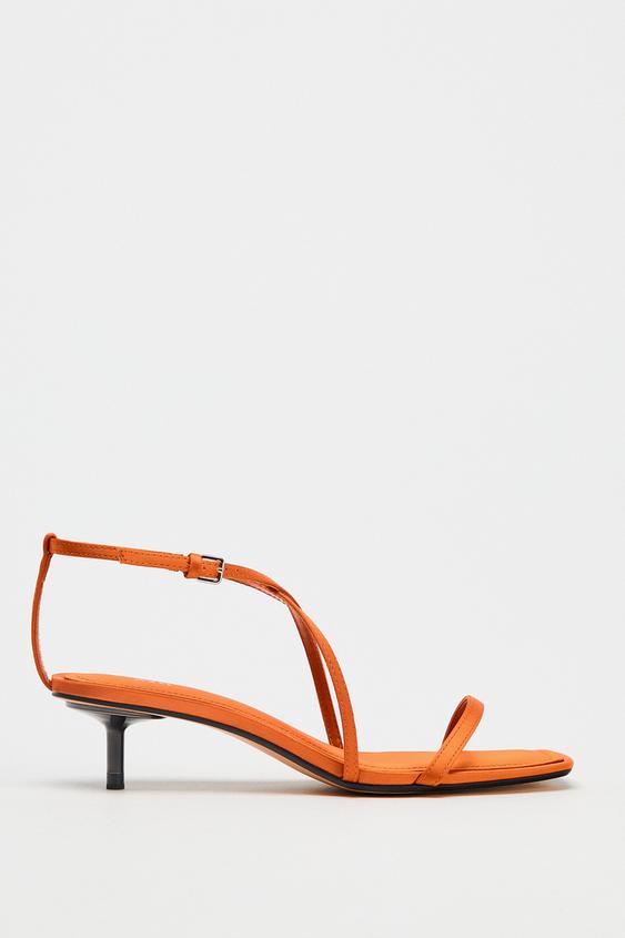 صندل پاشنه دار زنانه زارا satin-effect crossover strap sandals