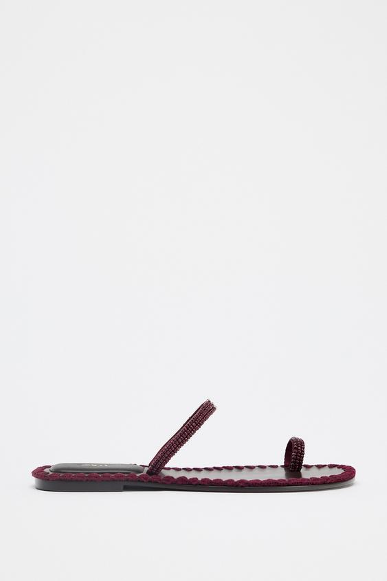 صندل زنانه زارا beaded topstitch sandals