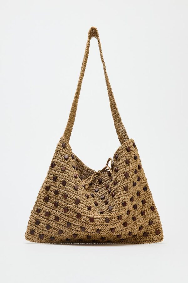 کیف زنانه زارا BEADED WOVEN TOTE BAG